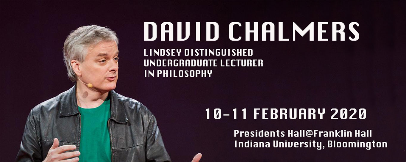 A banner advertising David Chalmers event in February 2020.